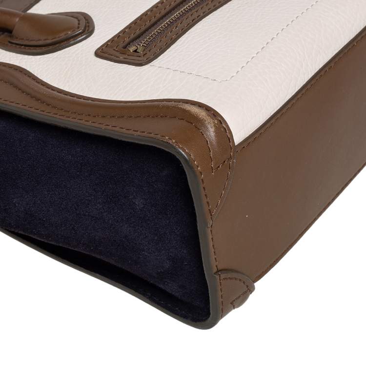 Pre Owned Celine Tricolor Leather and Suede Nano Luggage Tote