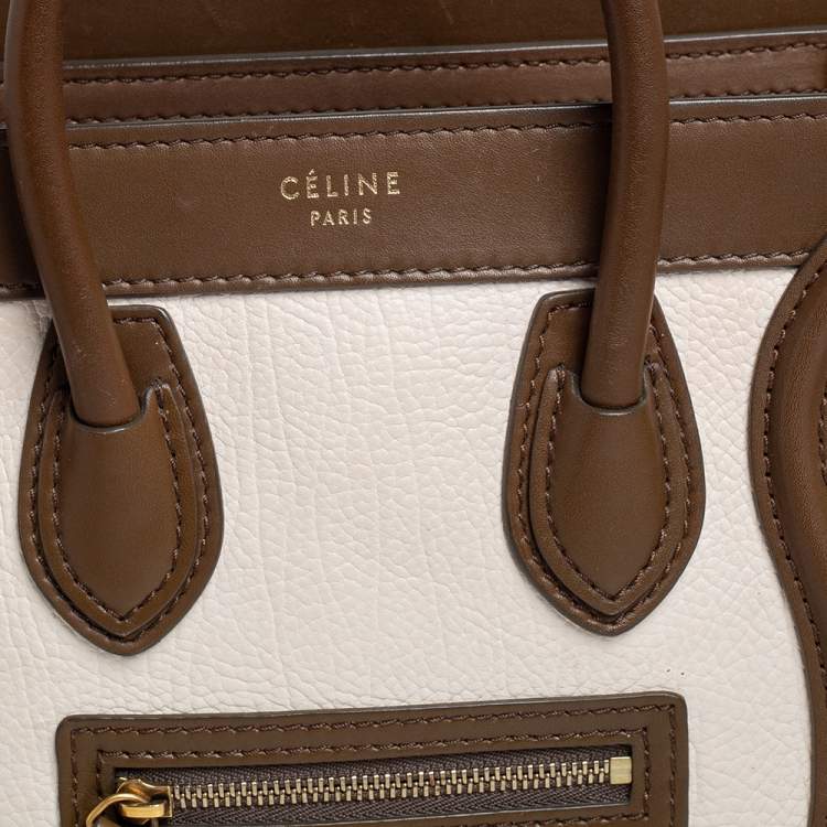 Pre Owned Celine Tricolor Leather and Suede Nano Luggage Tote