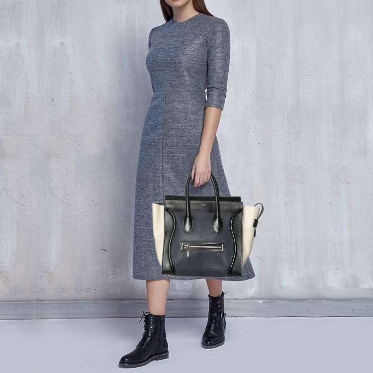 Pre Owned Celine Tri Color Leather Mini Luggage Tote