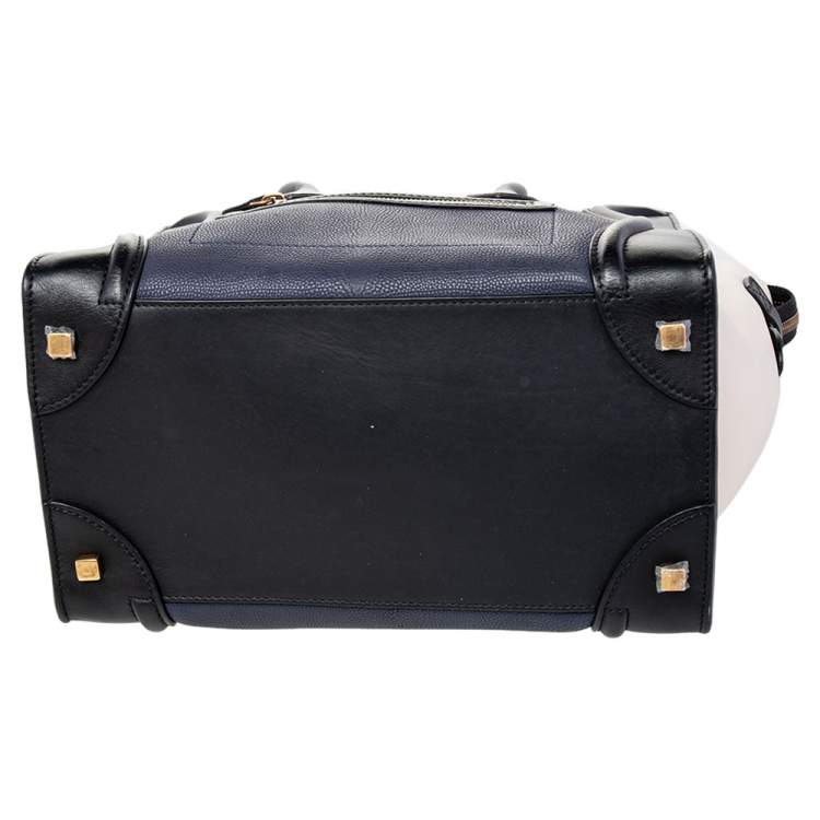Pre Owned Celine Tri Color Leather Mini Luggage Tote