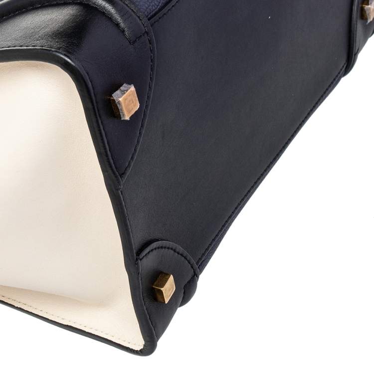 Pre Owned Celine Tri Color Leather Mini Luggage Tote