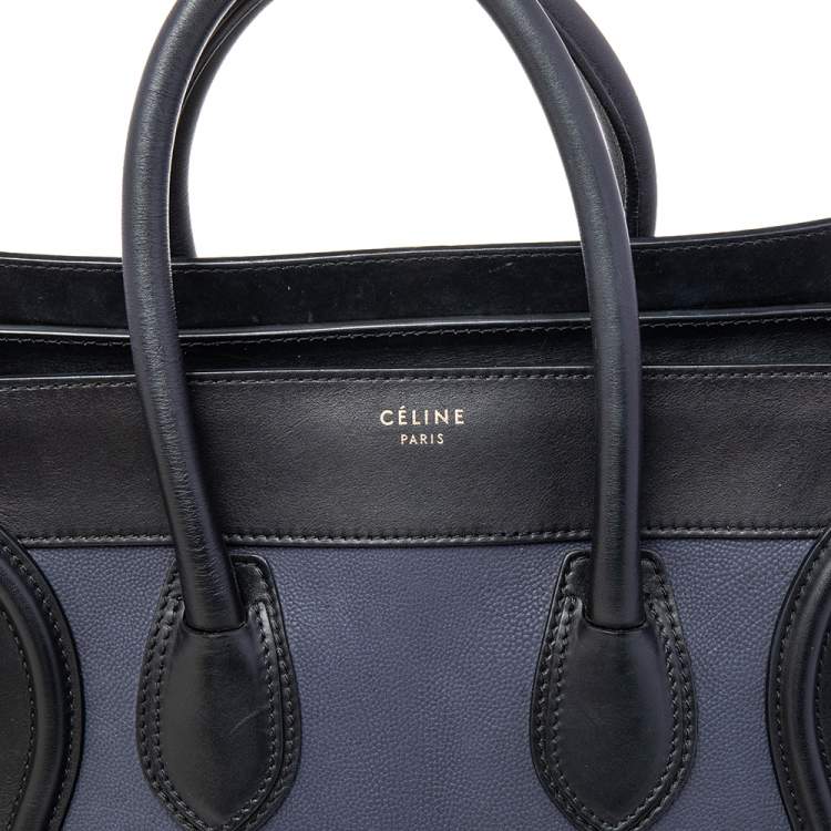 Pre Owned Celine Tri Color Leather Mini Luggage Tote