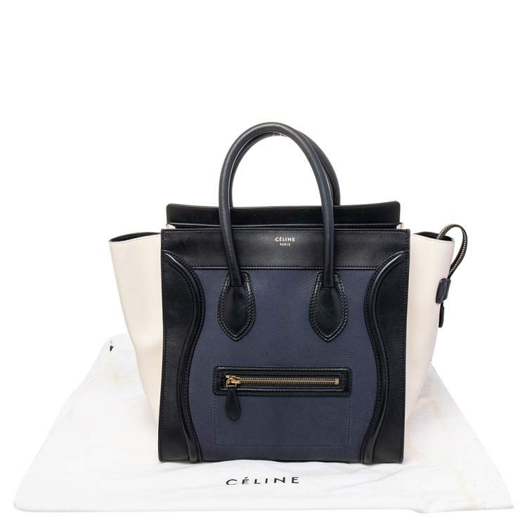 Pre Owned Celine Tri Color Leather Mini Luggage Tote