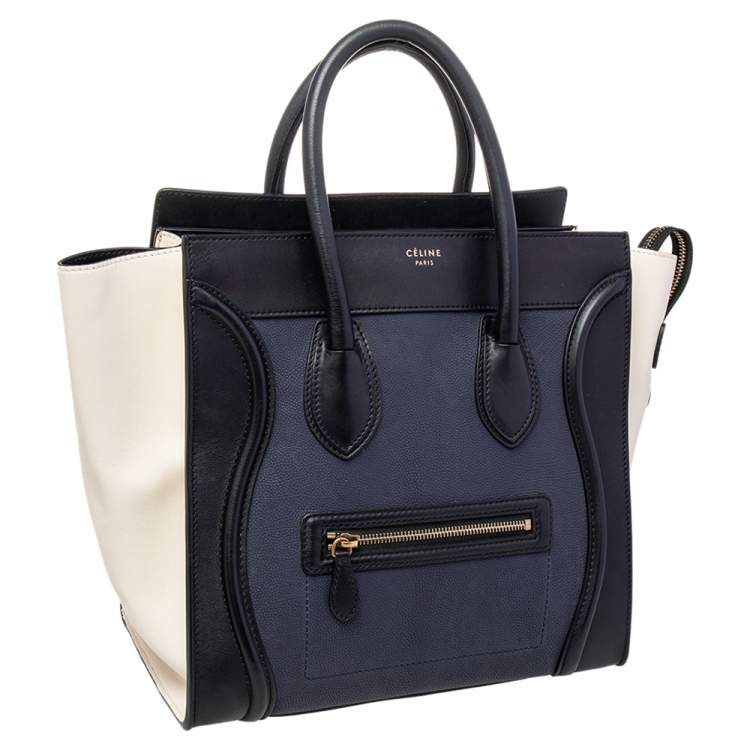 Pre Owned Celine Tri Color Leather Mini Luggage Tote