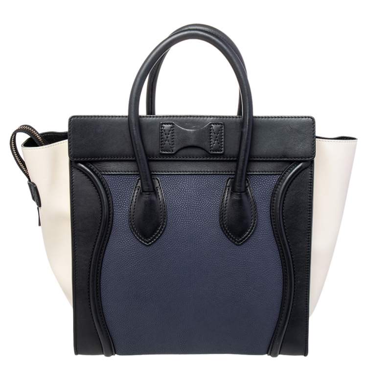 Pre Owned Celine Tri Color Leather Mini Luggage Tote