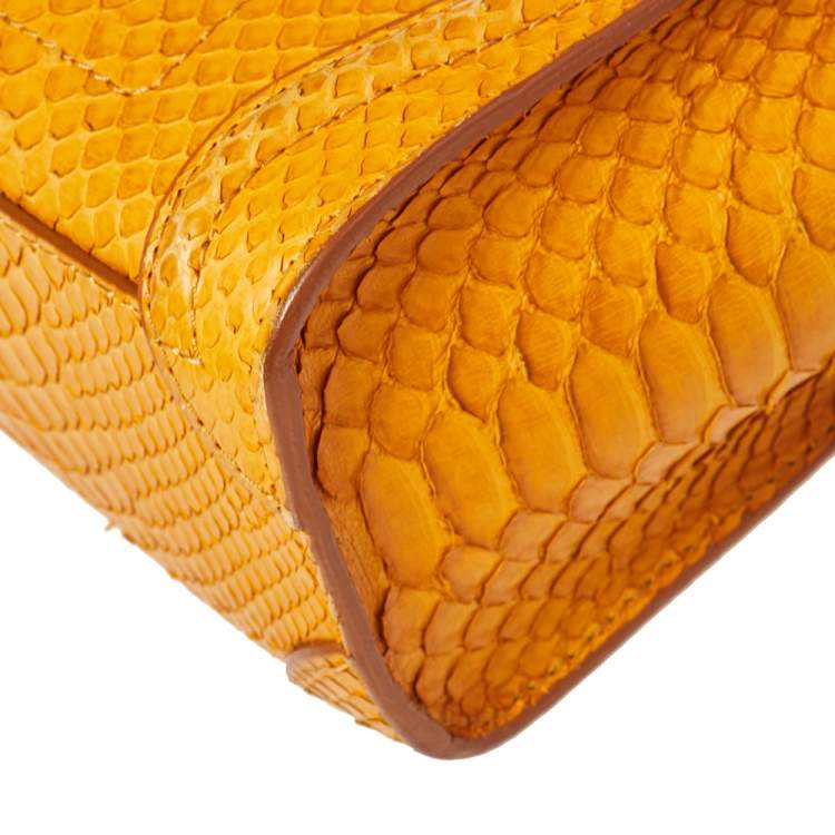 Pre Owned Celine Mustard Python Nano Luggage Tote