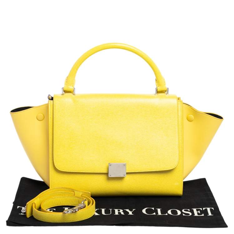 Pre Owned Celine Yellow Leather Mini Trapeze Top Handle Bag