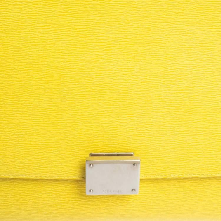 Pre Owned Celine Yellow Leather Mini Trapeze Top Handle Bag