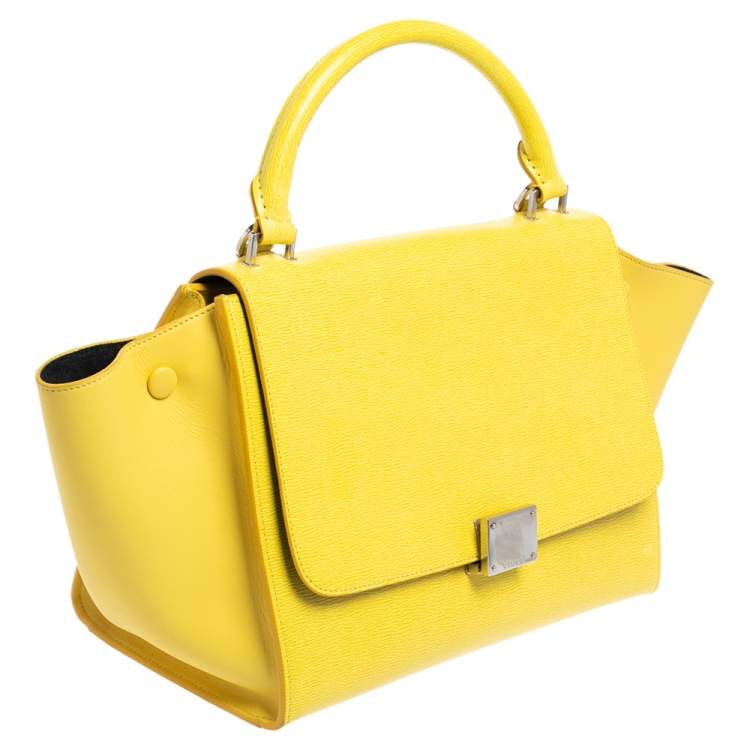 Pre Owned Celine Yellow Leather Mini Trapeze Top Handle Bag
