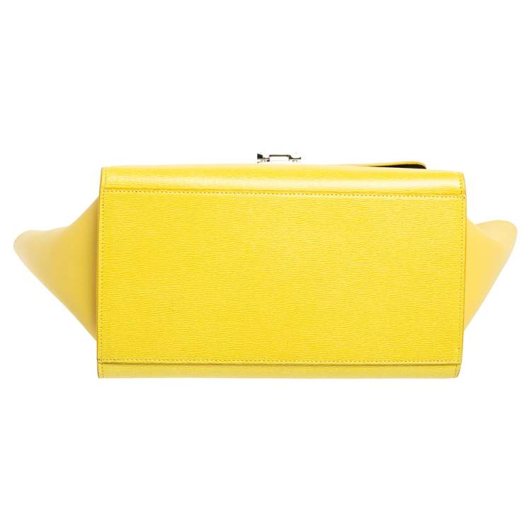 Pre Owned Celine Yellow Leather Mini Trapeze Top Handle Bag