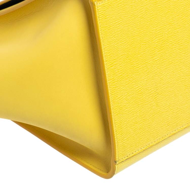 Pre Owned Celine Yellow Leather Mini Trapeze Top Handle Bag