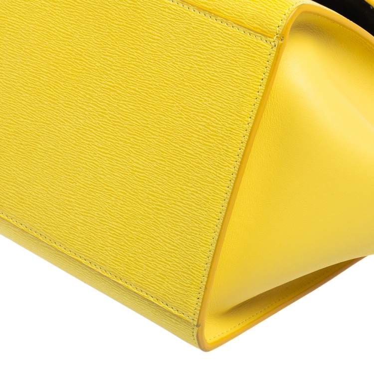 Pre Owned Celine Yellow Leather Mini Trapeze Top Handle Bag