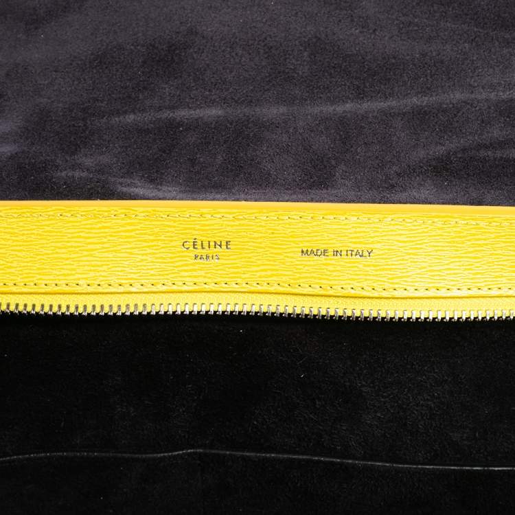 Pre Owned Celine Yellow Leather Mini Trapeze Top Handle Bag