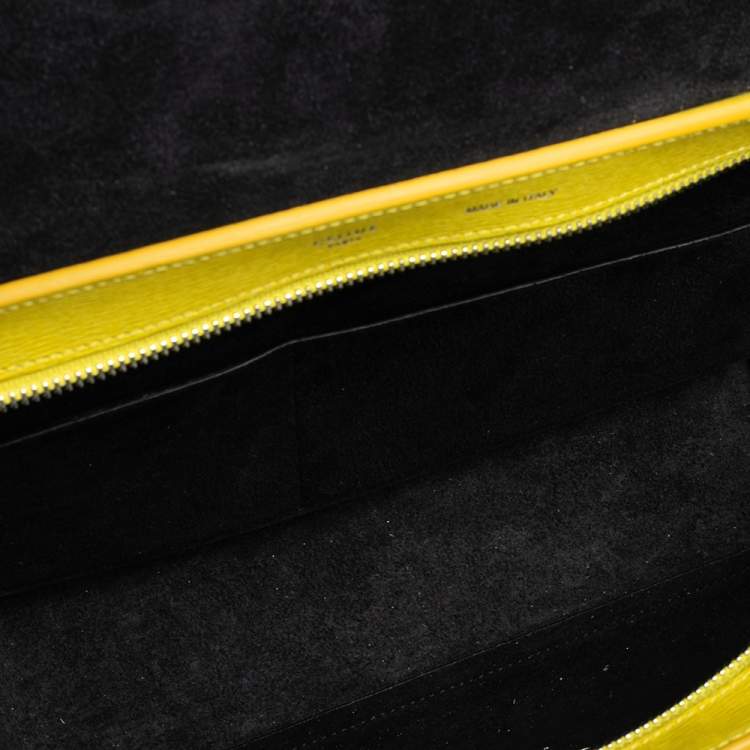 Pre Owned Celine Yellow Leather Mini Trapeze Top Handle Bag
