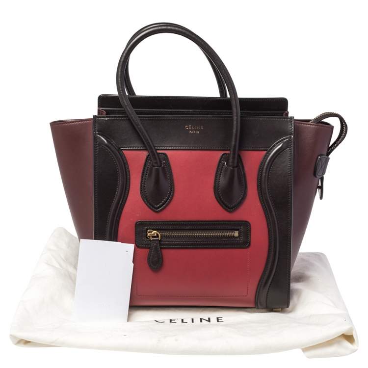 Pre Owned Celine Tri Color Leather Micro Luggage Tote