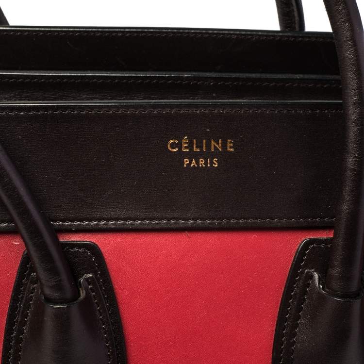 Pre Owned Celine Tri Color Leather Micro Luggage Tote