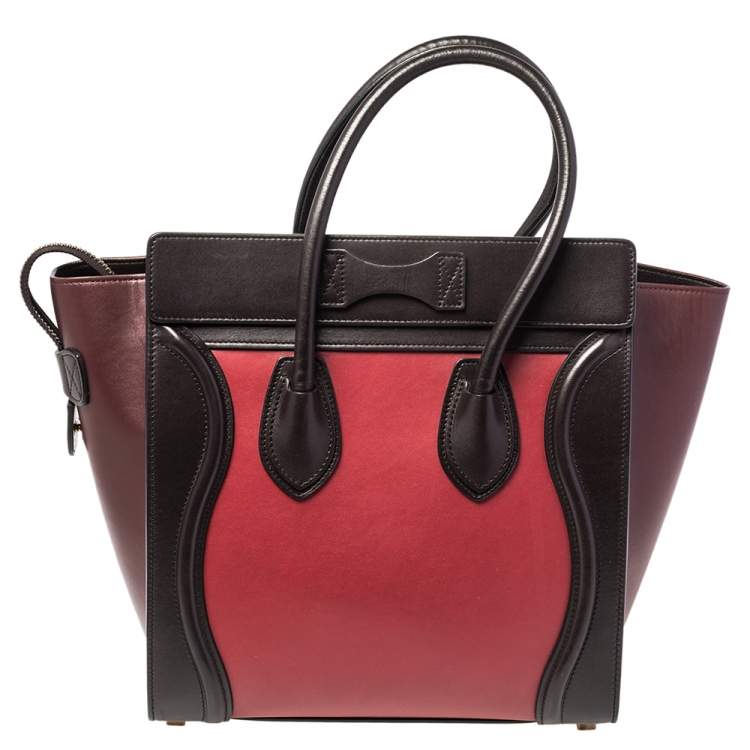 Pre Owned Celine Tri Color Leather Micro Luggage Tote