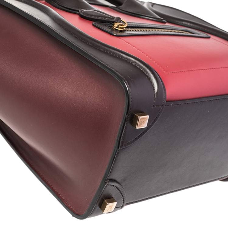 Pre Owned Celine Tri Color Leather Micro Luggage Tote