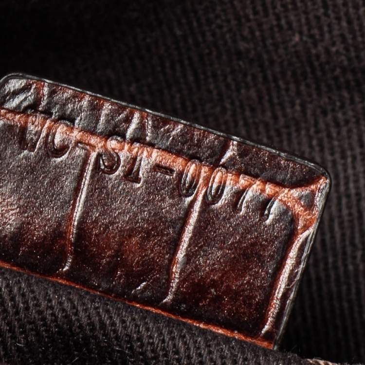 مملوكة مسبقًا Celine Brown/Purple Macadam Suede and Croc Embossed Leather Boogie Tote