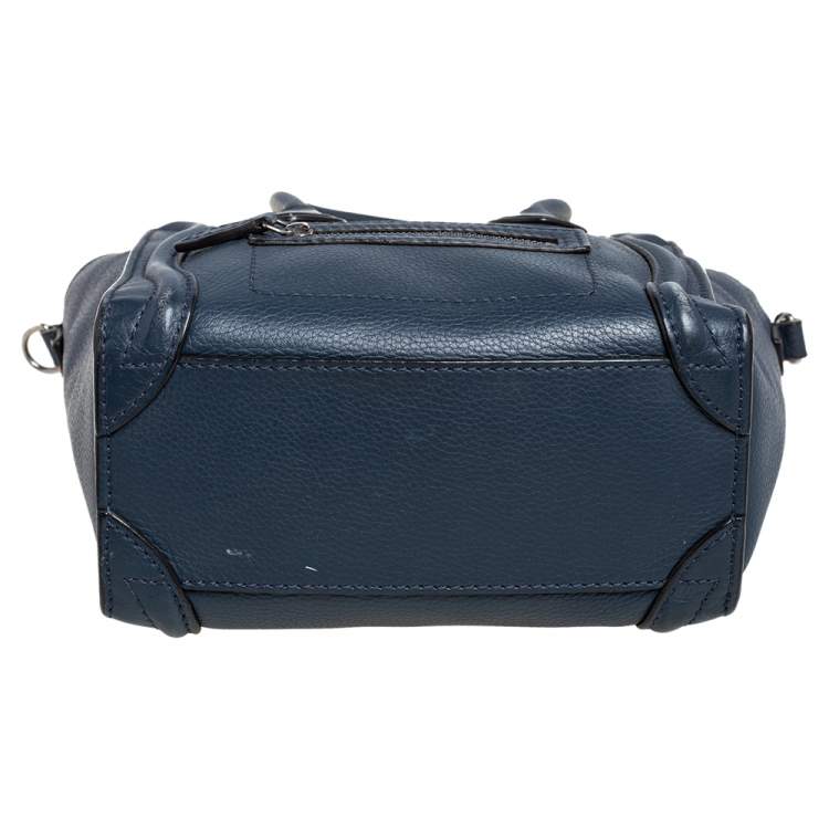 Pre Owned Céline Navy Blue Leather Nano Luggage Tote