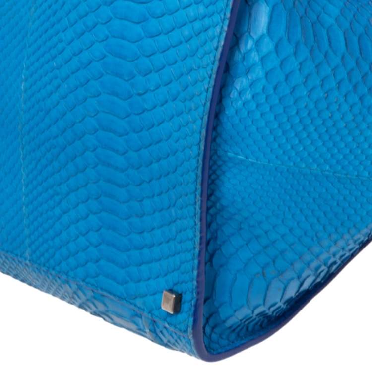 Pre Owned Celine Blue Python Leather Mini Luggage Tote