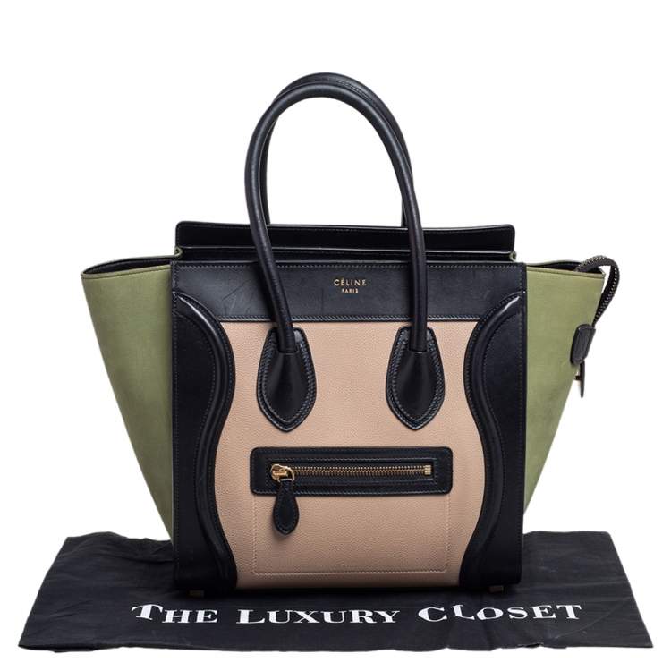 مملوكة مسبقًا Celine Tri Color Nubuck and Leather Micro Luggage Tote