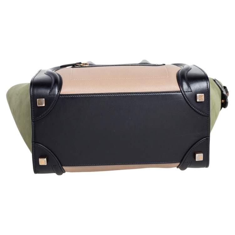مملوكة مسبقًا Celine Tri Color Nubuck and Leather Micro Luggage Tote