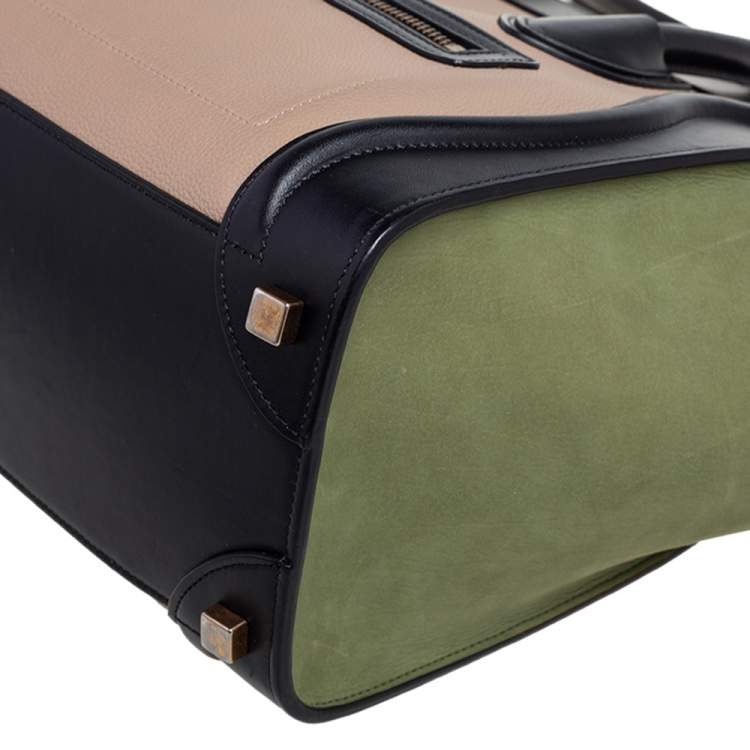 مملوكة مسبقًا Celine Tri Color Nubuck and Leather Micro Luggage Tote