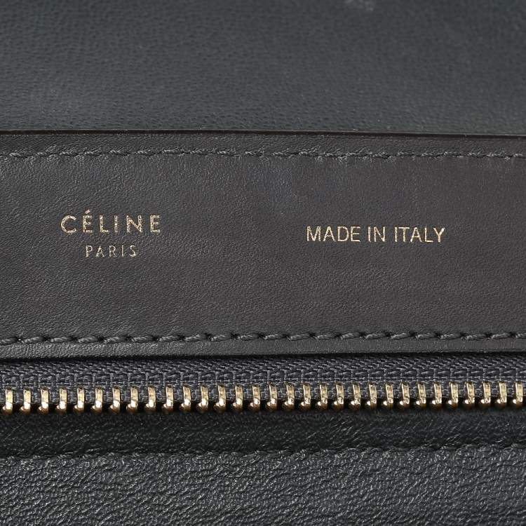 Pre Owned Celine Dark Grey Leather and Suede Medium Trapeze Top Handle Bag