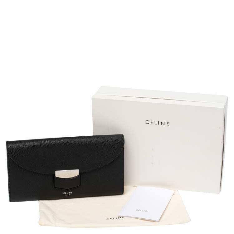 Pre Owned Celine Black Leather Large Trotteur Multifunction Flap Wallet