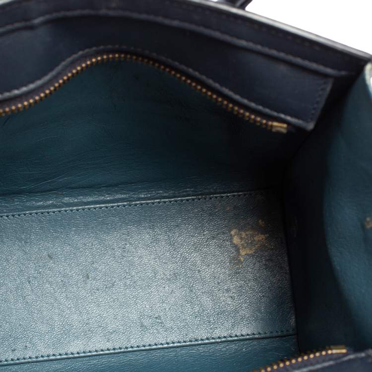 Pre Owned Celine Tri Color Leather Nano Luggage Tote