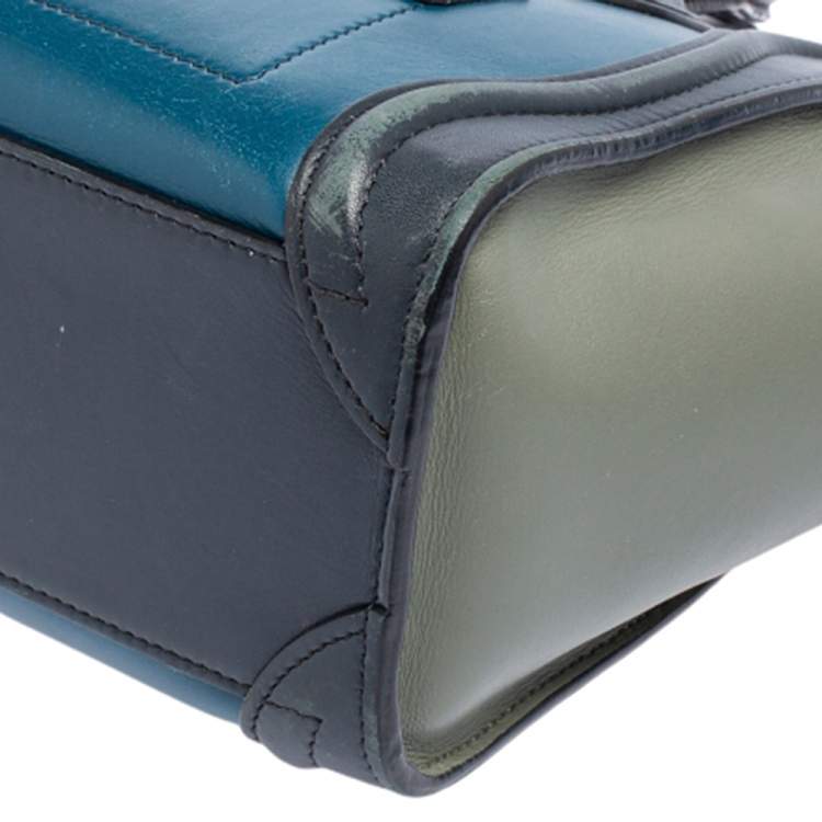 Pre Owned Celine Tri Color Leather Nano Luggage Tote