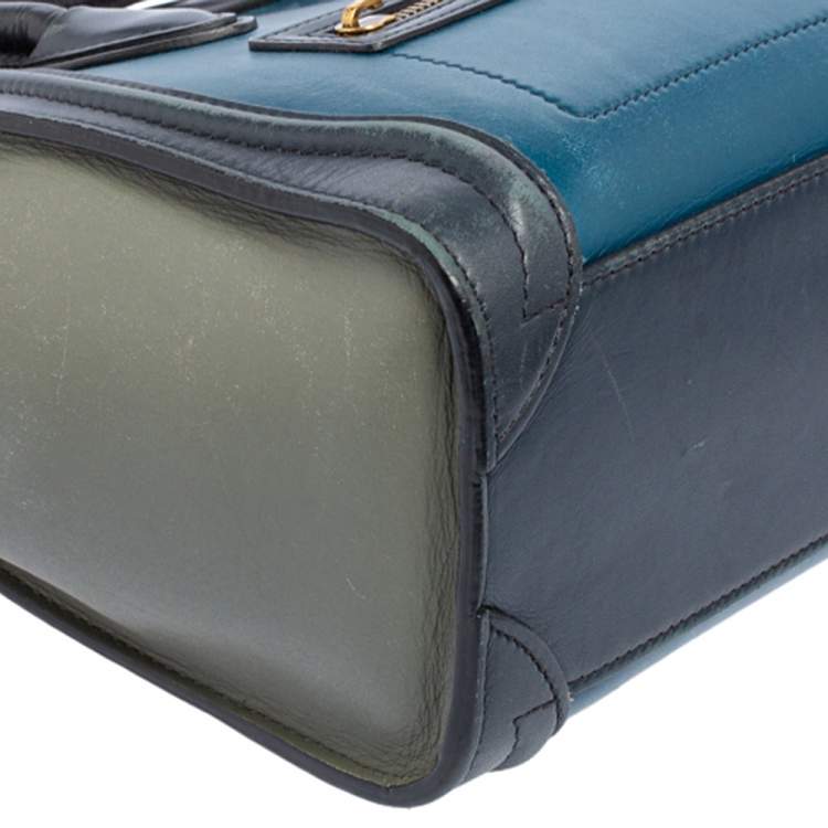 Pre Owned Celine Tri Color Leather Nano Luggage Tote