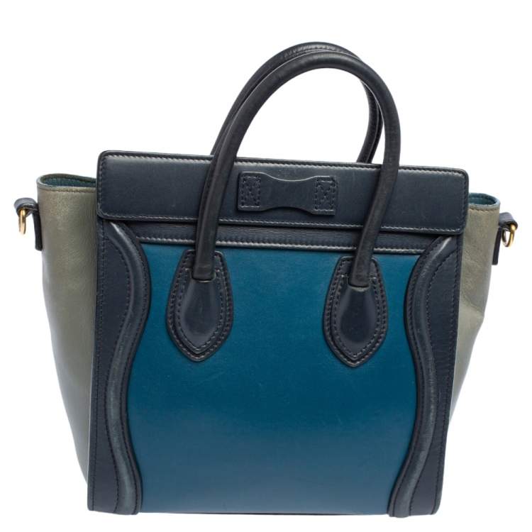 Pre Owned Celine Tri Color Leather Nano Luggage Tote