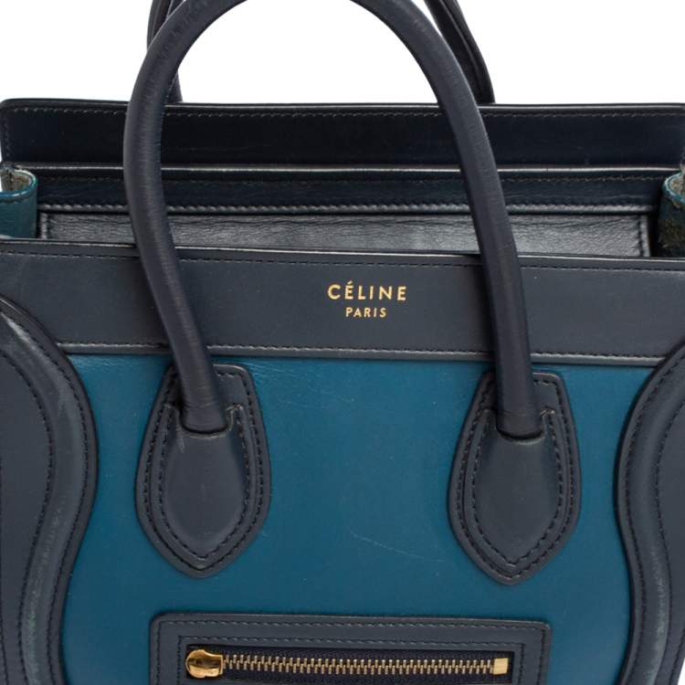Pre Owned Celine Tri Color Leather Nano Luggage Tote