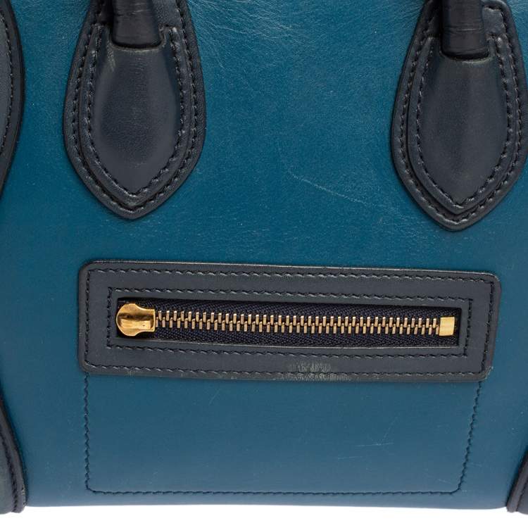 Pre Owned Celine Tri Color Leather Nano Luggage Tote