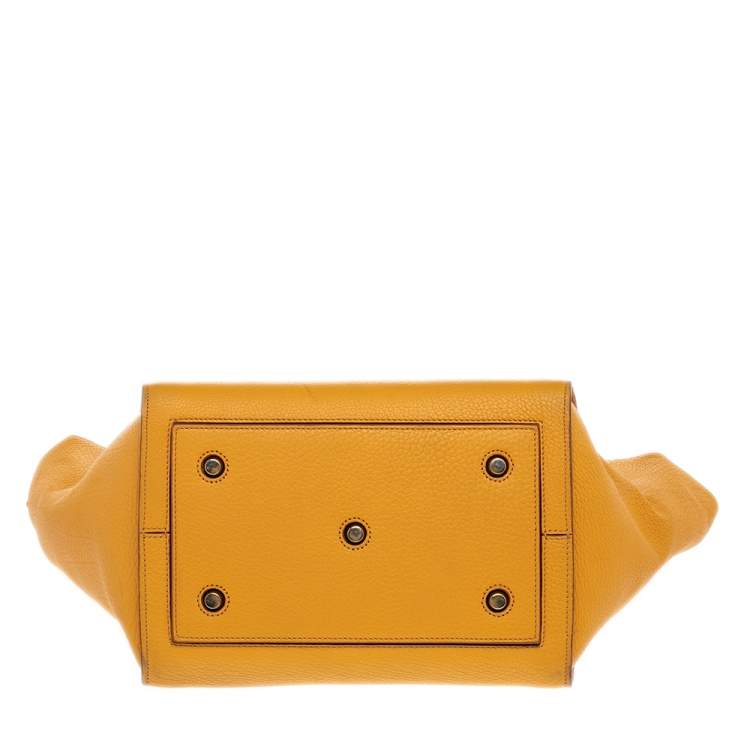Pre Owned Celine Yellow Leather Small Tie Tote