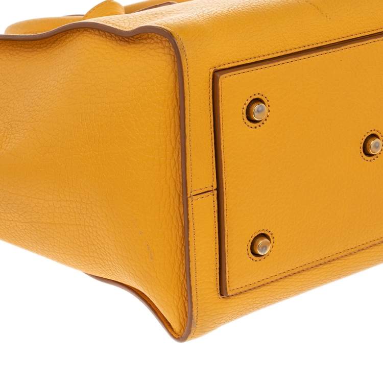 Pre Owned Celine Yellow Leather Small Tie Tote