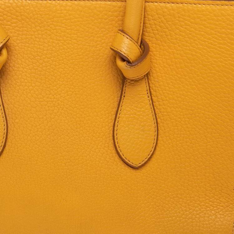 Pre Owned Celine Yellow Leather Small Tie Tote