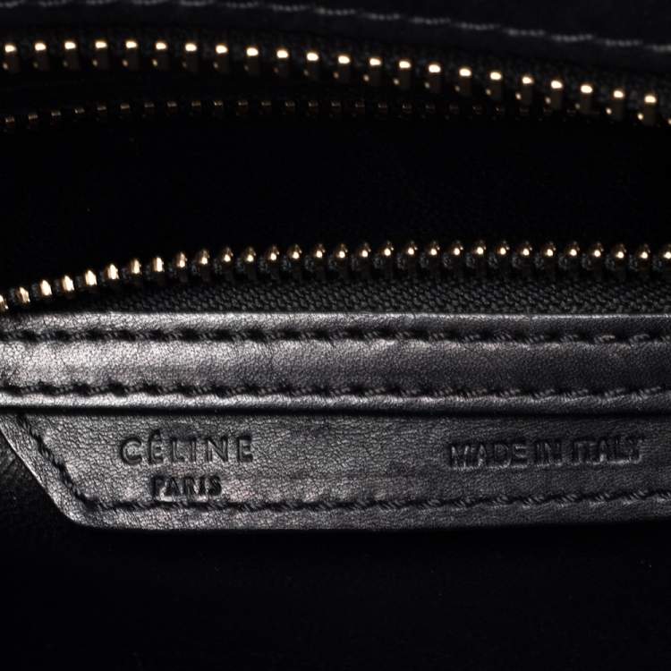 Pre Owned Celine Tri Color Leather and Suede Micro Luggage Tote
