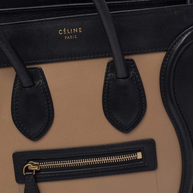 Pre Owned Celine Tri Color Leather and Suede Micro Luggage Tote