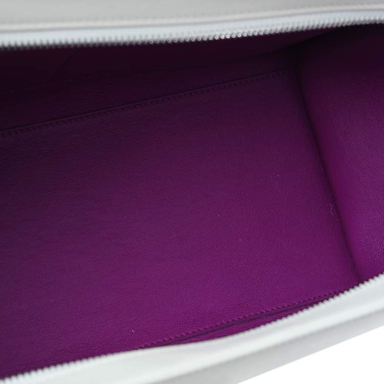 Pre Owned Celine Off White/Fuchsia Leather Small Trapeze Bag