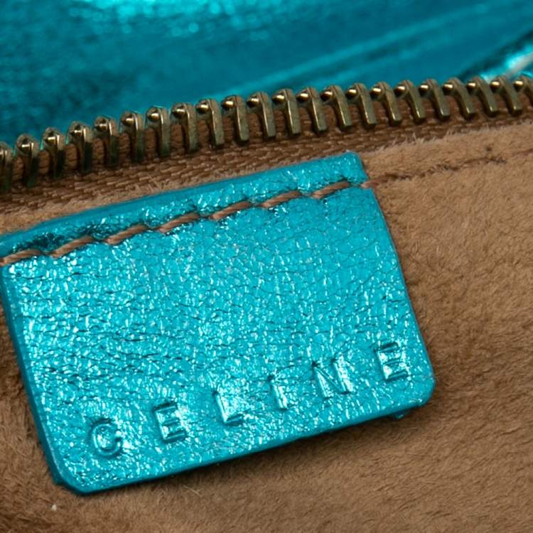 Pre Owned Celine Metallic Blue Leather Baguette Bag