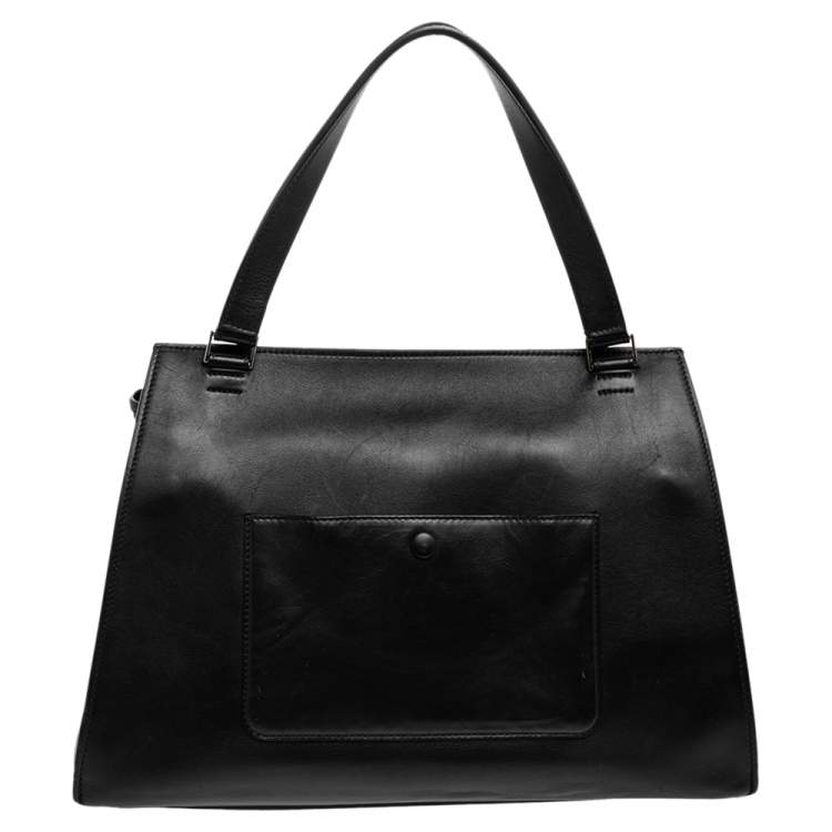 Pre Owned Celine Black/Beige Leather Large Edge Top Handle Bag