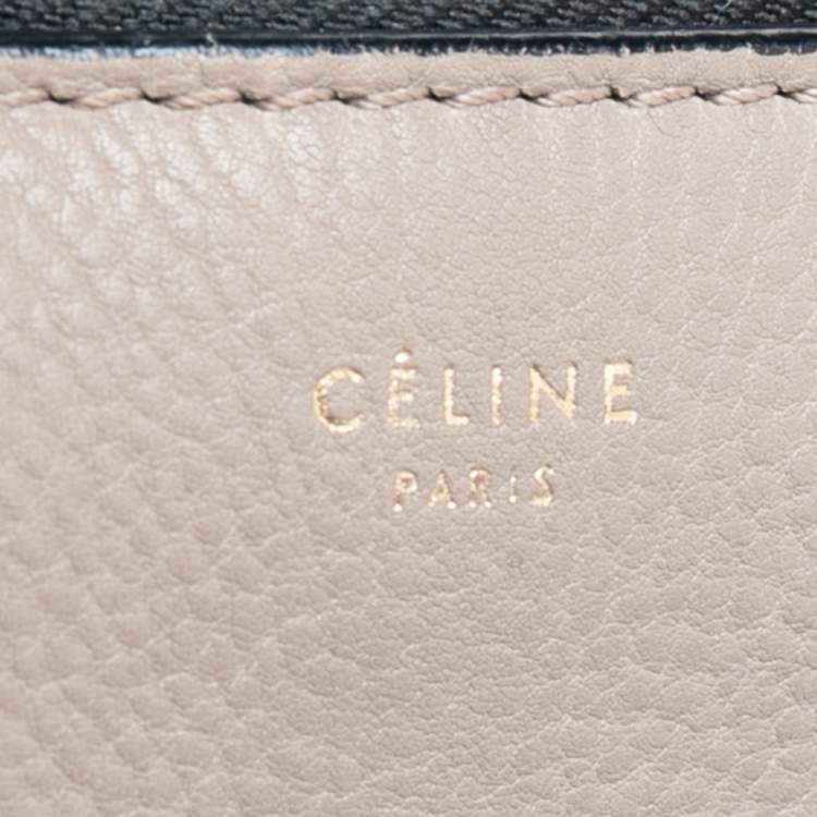 Pre Owned Celine Black/Beige Leather Large Edge Top Handle Bag