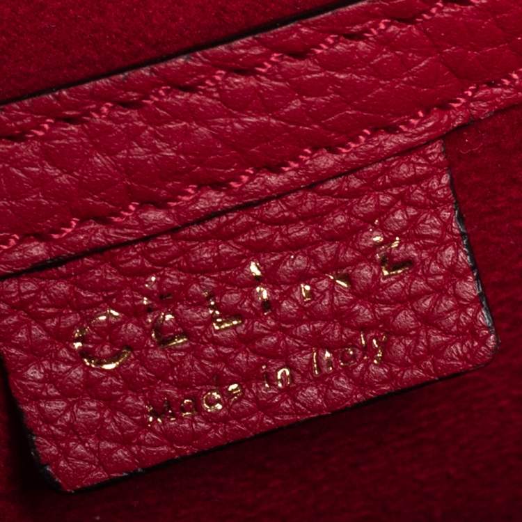 Pre Owned Céline Red Grained Leather Nano Luggage Tote