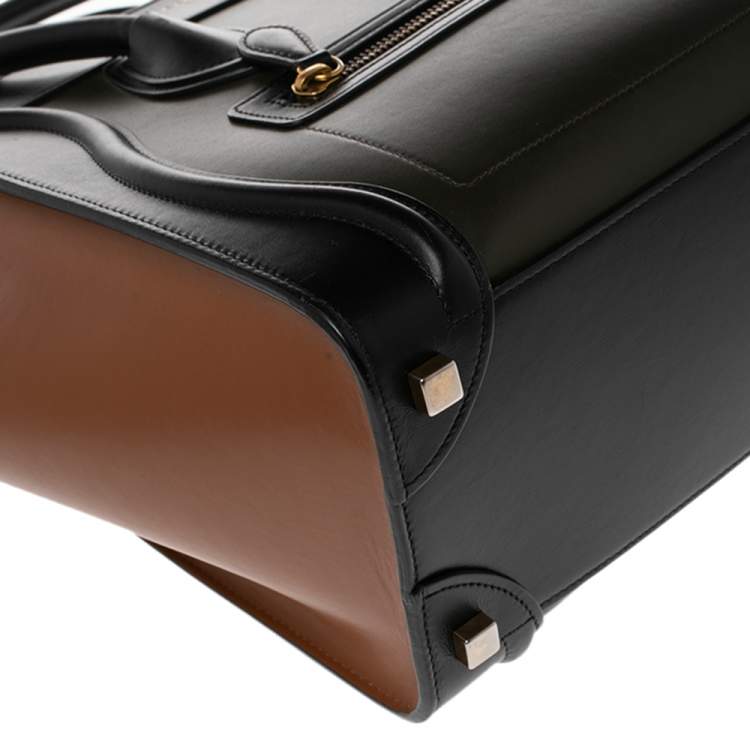 Pre Owned Celine Tri Color Leather Micro Luggage Tote