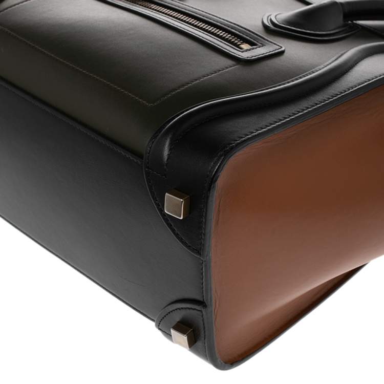 Pre Owned Celine Tri Color Leather Micro Luggage Tote