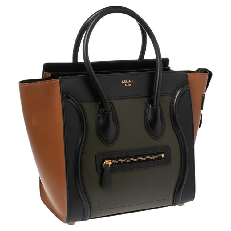 Pre Owned Celine Tri Color Leather Micro Luggage Tote