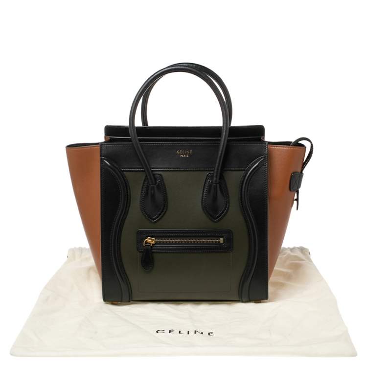 Pre Owned Celine Tri Color Leather Micro Luggage Tote